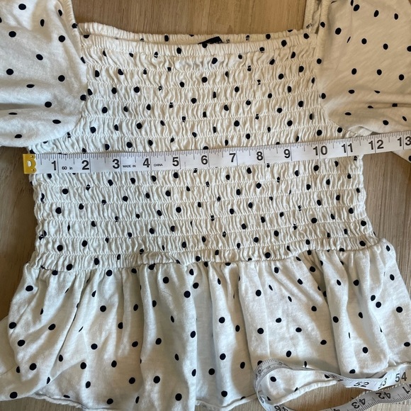 American Eagle Polka Dot Babydoll Smock Crop Top - Picture 6 of 8